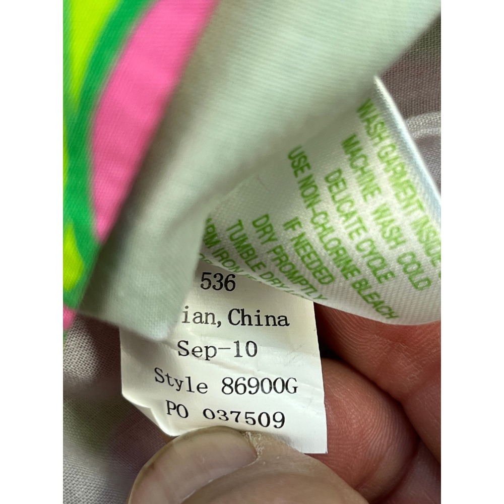 Lilly Pulitzer Floral Rosette Neck Shift Dress Pink Green Girls Size 2 - Picture 5 of 10